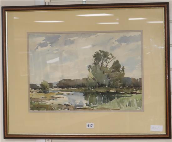 Edward Wesson (1910-1983), watercolour,  The River Wey, signed, 33 x 48cm